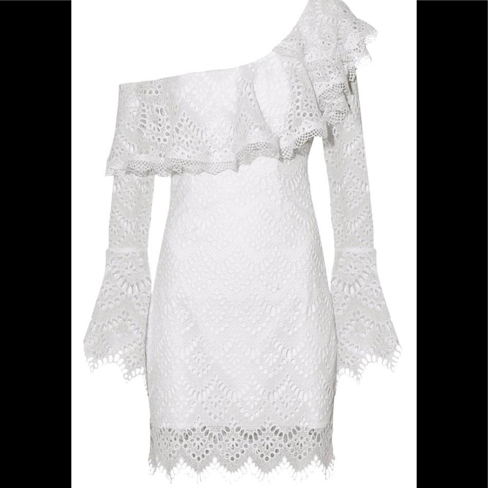 Nicholas one shoulder ruffled lace dress